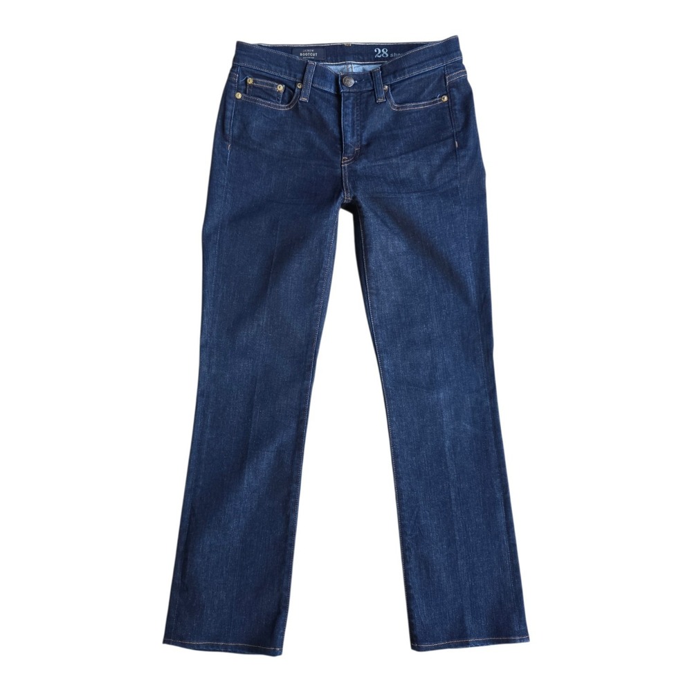 J Crew Bootcut Jeans Size 28 SHORT Dark Wash Preppy Stretch Low Rise